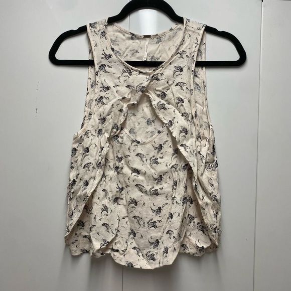 Free People Crinkle Printed Look Through Top in Tea Combo, Size XS, MSRP $68 - Picture 5 of 10